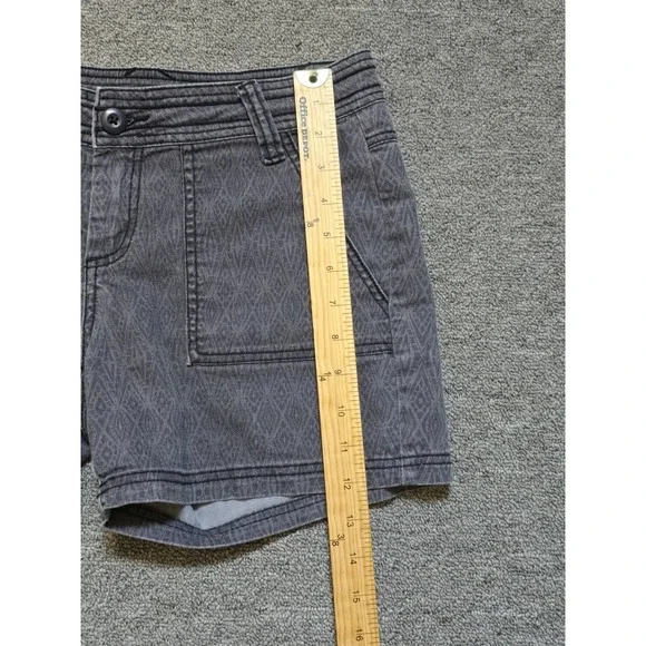 Prana Denim Shorts Womens SIZE 4 Tess Gray Diamond Lightweight Organic Cotton - Picture 4 of 10